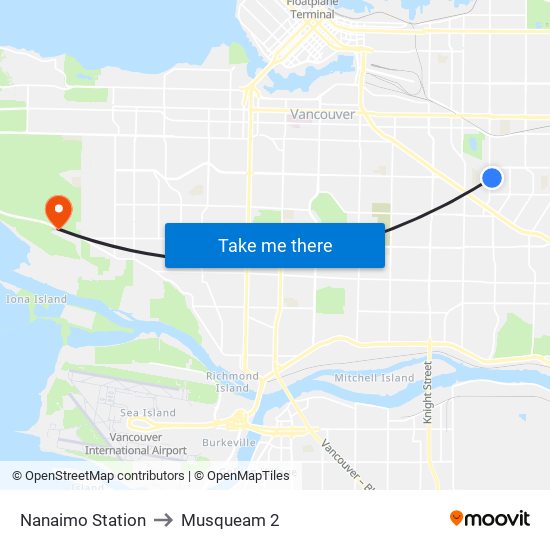 Nanaimo Station to Musqueam 2 map
