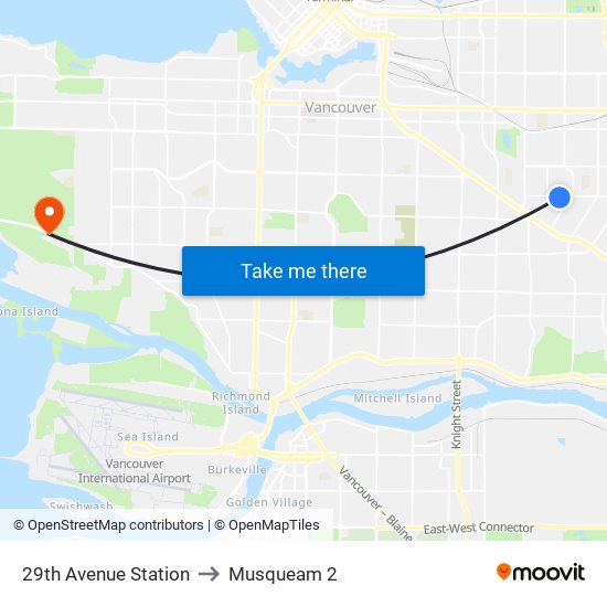 29th Avenue Station to Musqueam 2 map