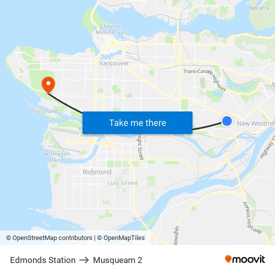 Edmonds Station to Musqueam 2 map