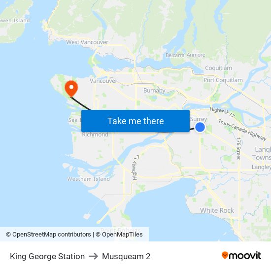King George Station to Musqueam 2 map