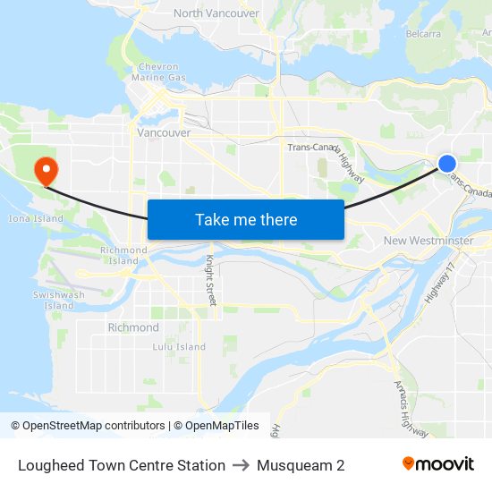 Lougheed Town Centre Station to Musqueam 2 map