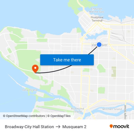 Broadway-City Hall Station to Musqueam 2 map