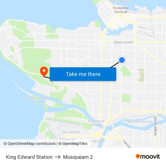 King Edward Station to Musqueam 2 map