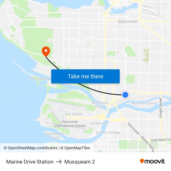 Marine Drive Station to Musqueam 2 map