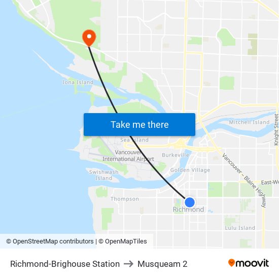 Richmond-Brighouse Station to Musqueam 2 map