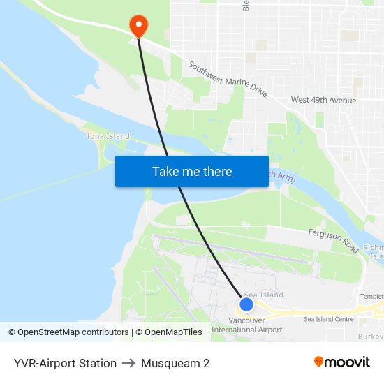YVR-Airport Station to Musqueam 2 map