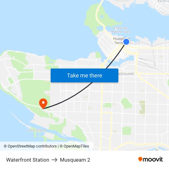 Waterfront Station to Musqueam 2 map