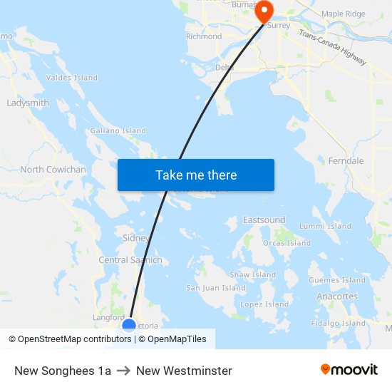 New Songhees 1a to New Westminster map