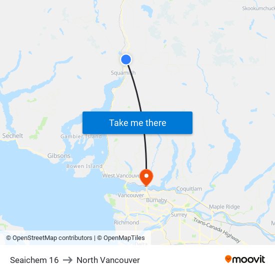 Seaichem 16 to North Vancouver map