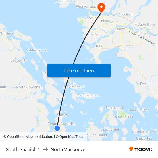 South Saanich 1 to North Vancouver map