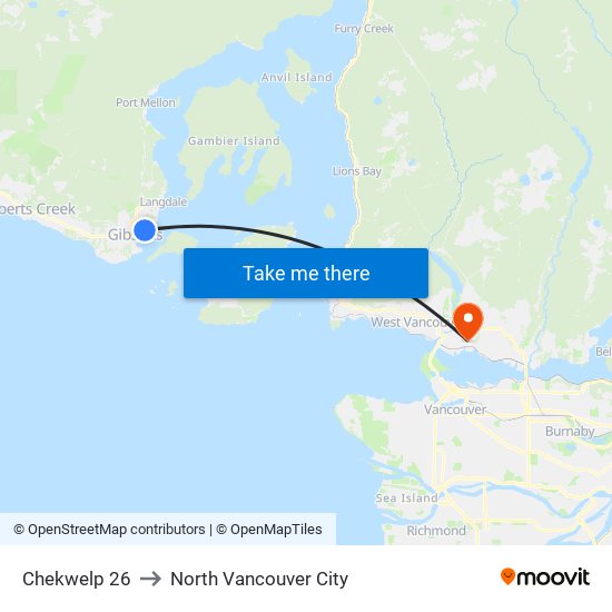 Chekwelp 26 to North Vancouver City map