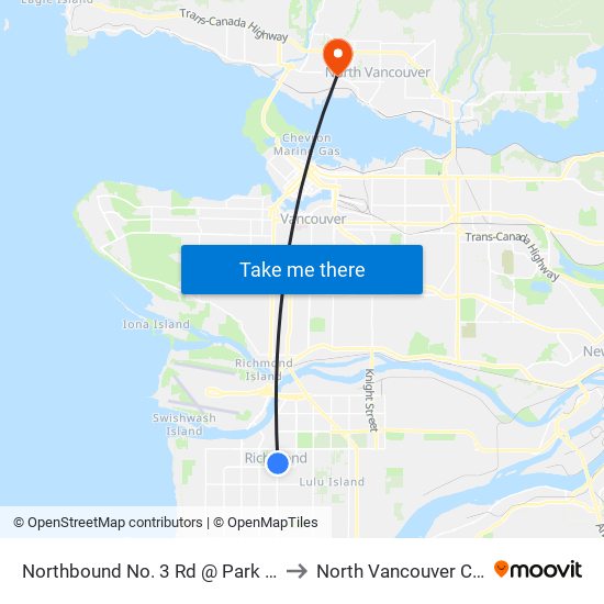 Northbound No. 3 Rd @ Park Rd to North Vancouver City map