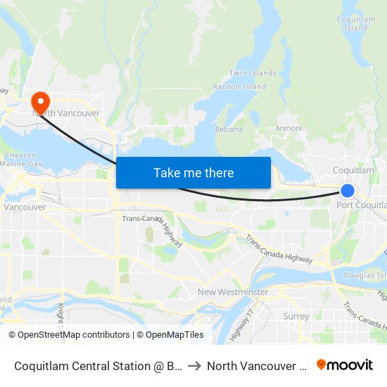 Coquitlam Central Station @ Bay 6 to North Vancouver City map