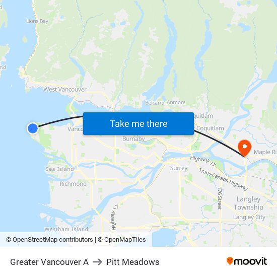 Greater Vancouver A to Pitt Meadows map