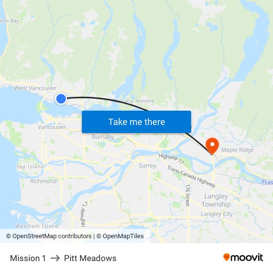 Mission 1 to Pitt Meadows map