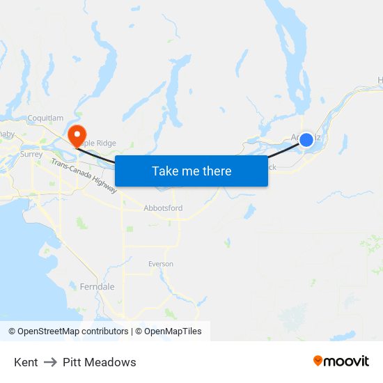 Kent to Pitt Meadows map