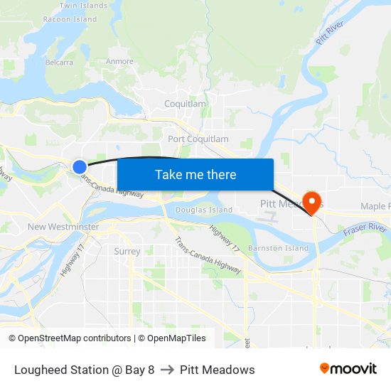 Lougheed Station @ Bay 8 to Pitt Meadows map