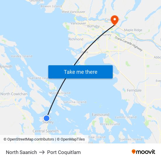 North Saanich to Port Coquitlam map