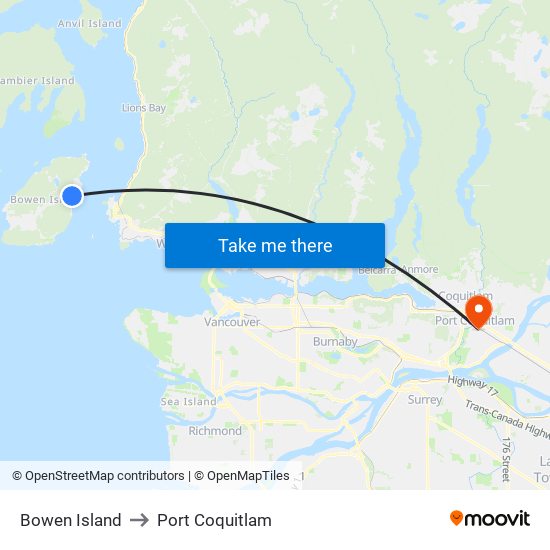 Bowen Island to Port Coquitlam map