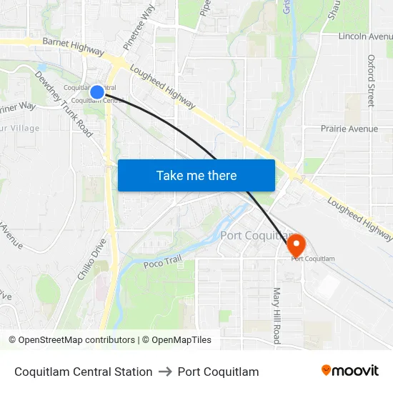 Coquitlam Central Station to Port Coquitlam map