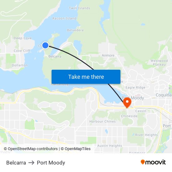 Belcarra to Port Moody map
