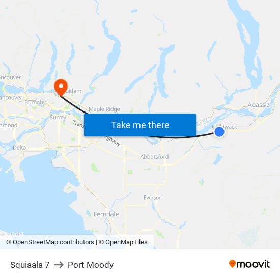 Squiaala 7 to Port Moody map