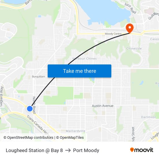 Lougheed Station @ Bay 8 to Port Moody map