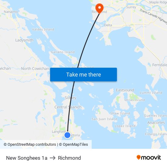 New Songhees 1a to Richmond map