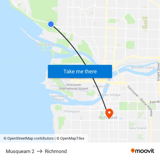 Musqueam 2 to Richmond map