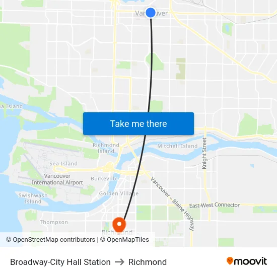 Broadway-City Hall Station to Richmond map