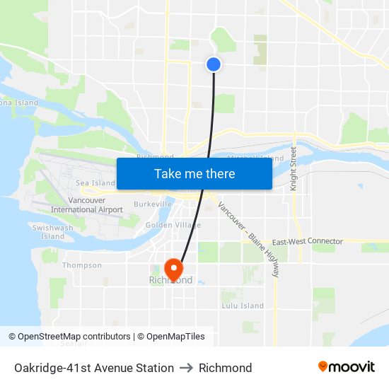 Oakridge-41st Avenue Station to Richmond map