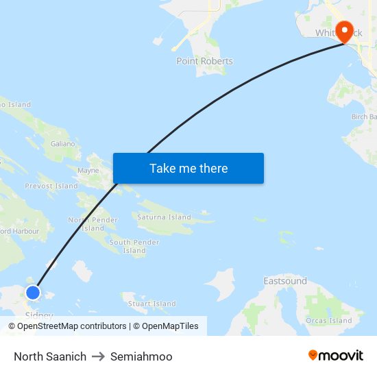 North Saanich to Semiahmoo map