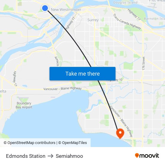 Edmonds Station to Semiahmoo map