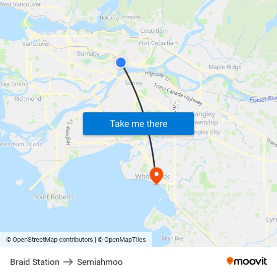 Braid Station to Semiahmoo map