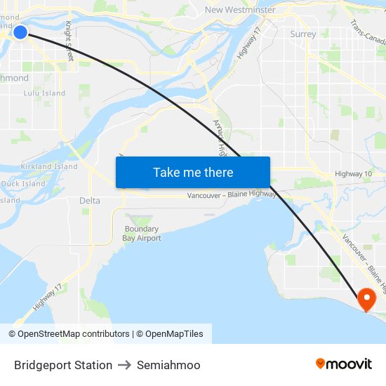 Bridgeport Station to Semiahmoo map