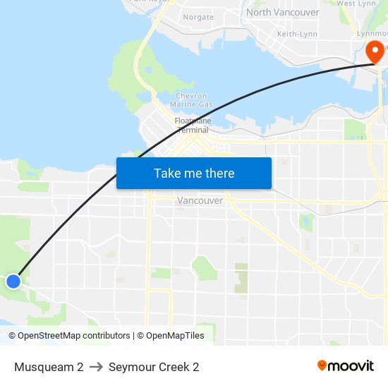 Musqueam 2 to Seymour Creek 2 map