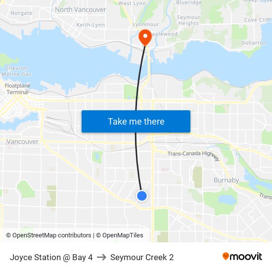 Joyce Station @ Bay 4 to Seymour Creek 2 map