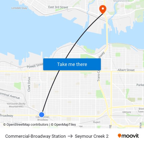 Commercial-Broadway Station to Seymour Creek 2 map