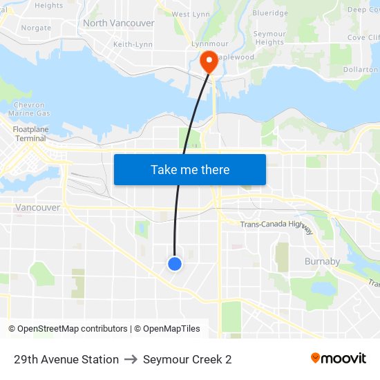 29th Avenue Station to Seymour Creek 2 map