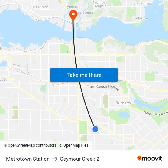 Metrotown Station to Seymour Creek 2 map