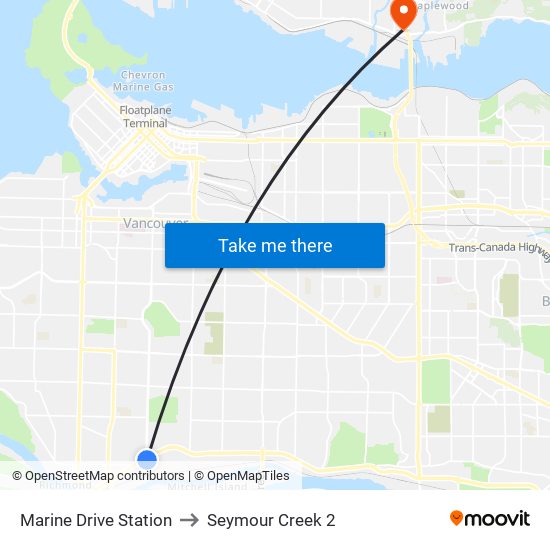 Marine Drive Station to Seymour Creek 2 map