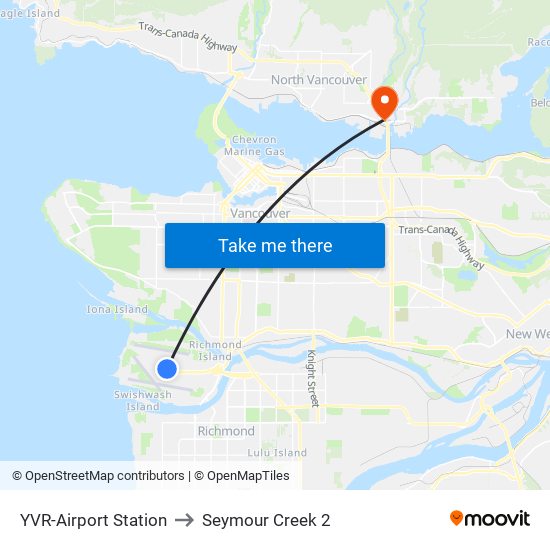 YVR-Airport Station to Seymour Creek 2 map