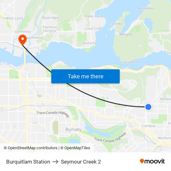 Burquitlam Station to Seymour Creek 2 map