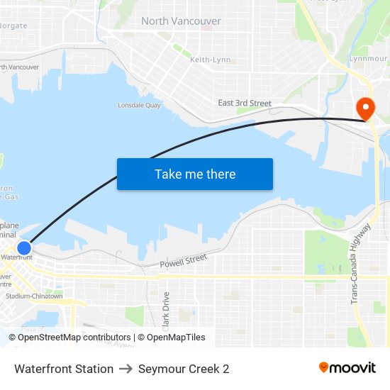 Waterfront Station to Seymour Creek 2 map