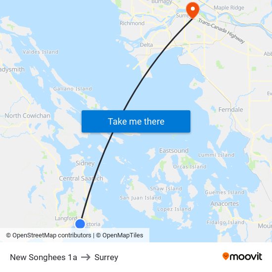 New Songhees 1a to Surrey map