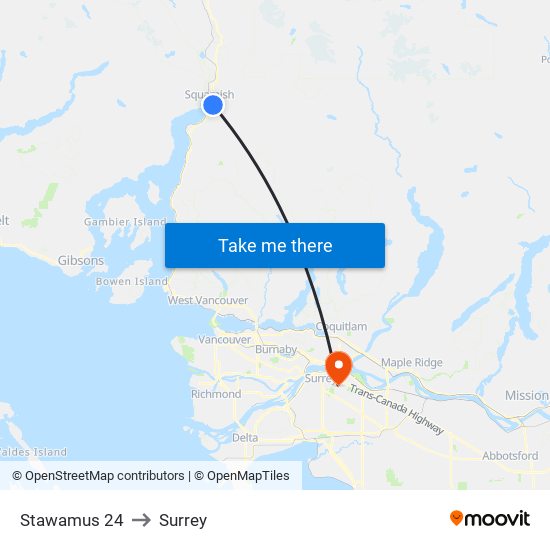 Stawamus 24 to Surrey map