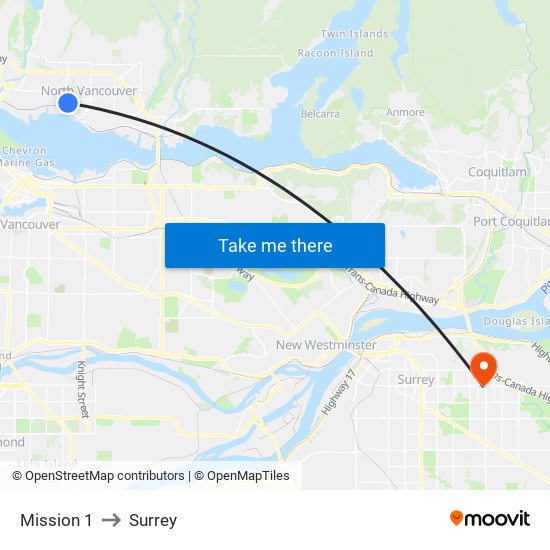 Mission 1 to Surrey map