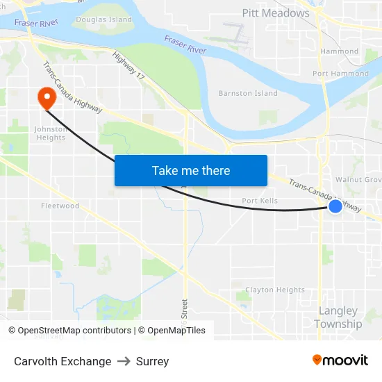 Carvolth Exchange to Surrey map