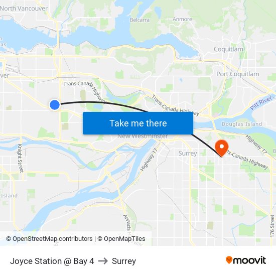 Joyce Station @ Bay 4 to Surrey map