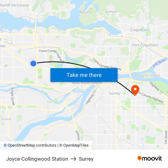 Joyce-Collingwood Station to Surrey map